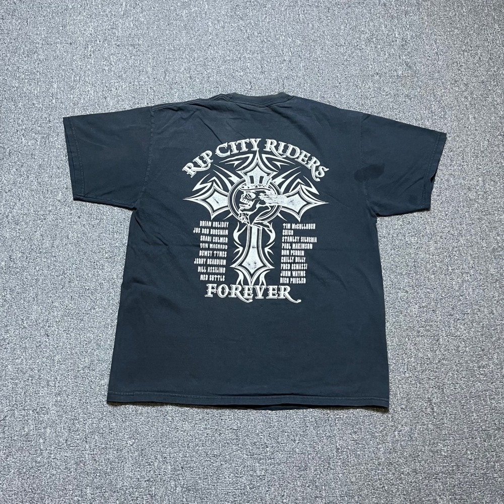 Vintage Hanes Rip City Riders T Shirt‎ Black Biker Graphic Tee 90s Fits Large